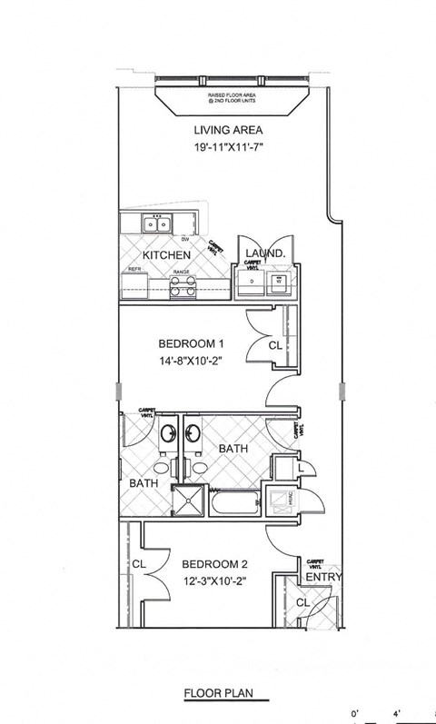 Brady floorplan - 2 bed + 2 bath  at Blue Ribbon Lofts, Milwaukee, 53205